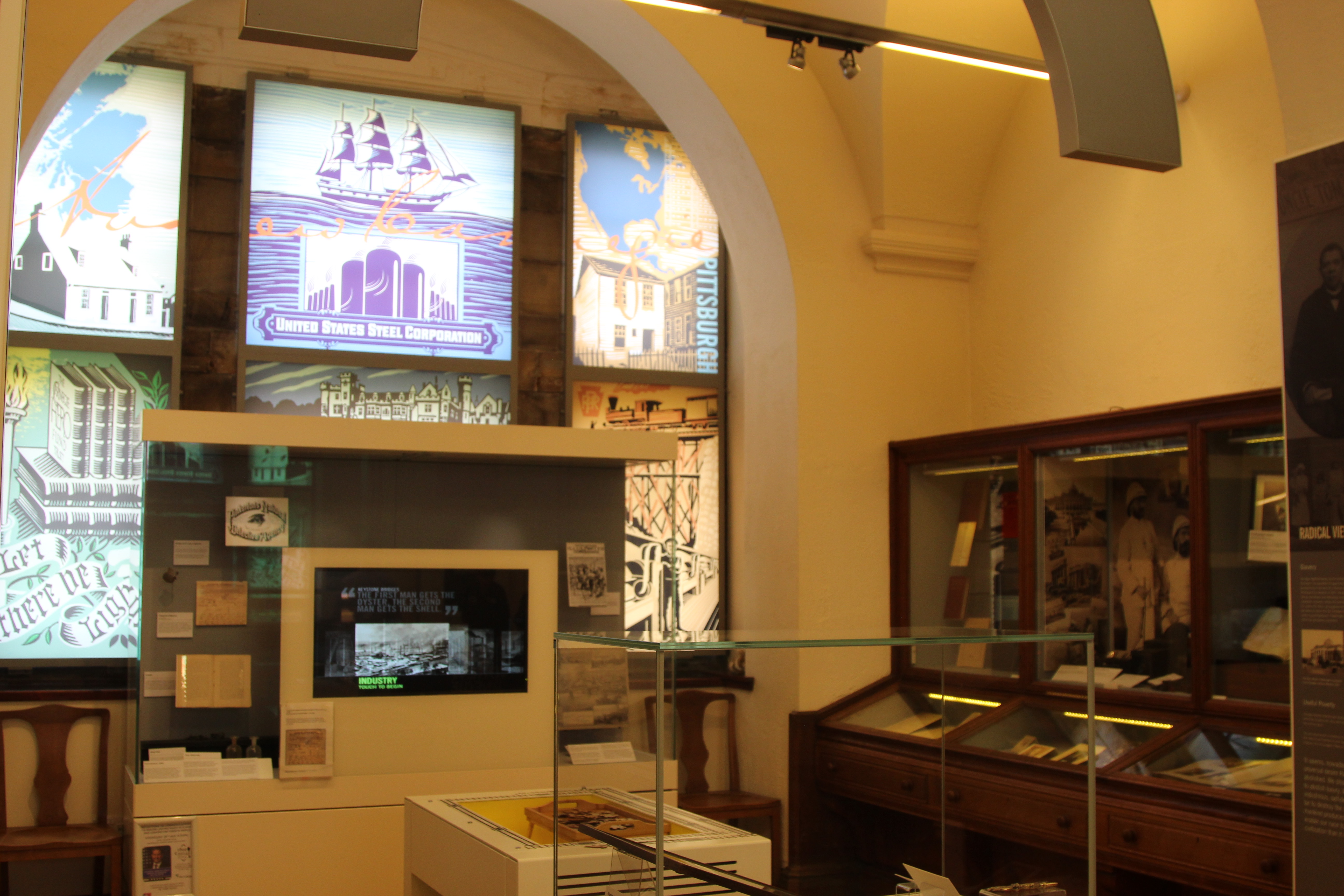 A display at the Andrew Carnegie Birthplace Museum