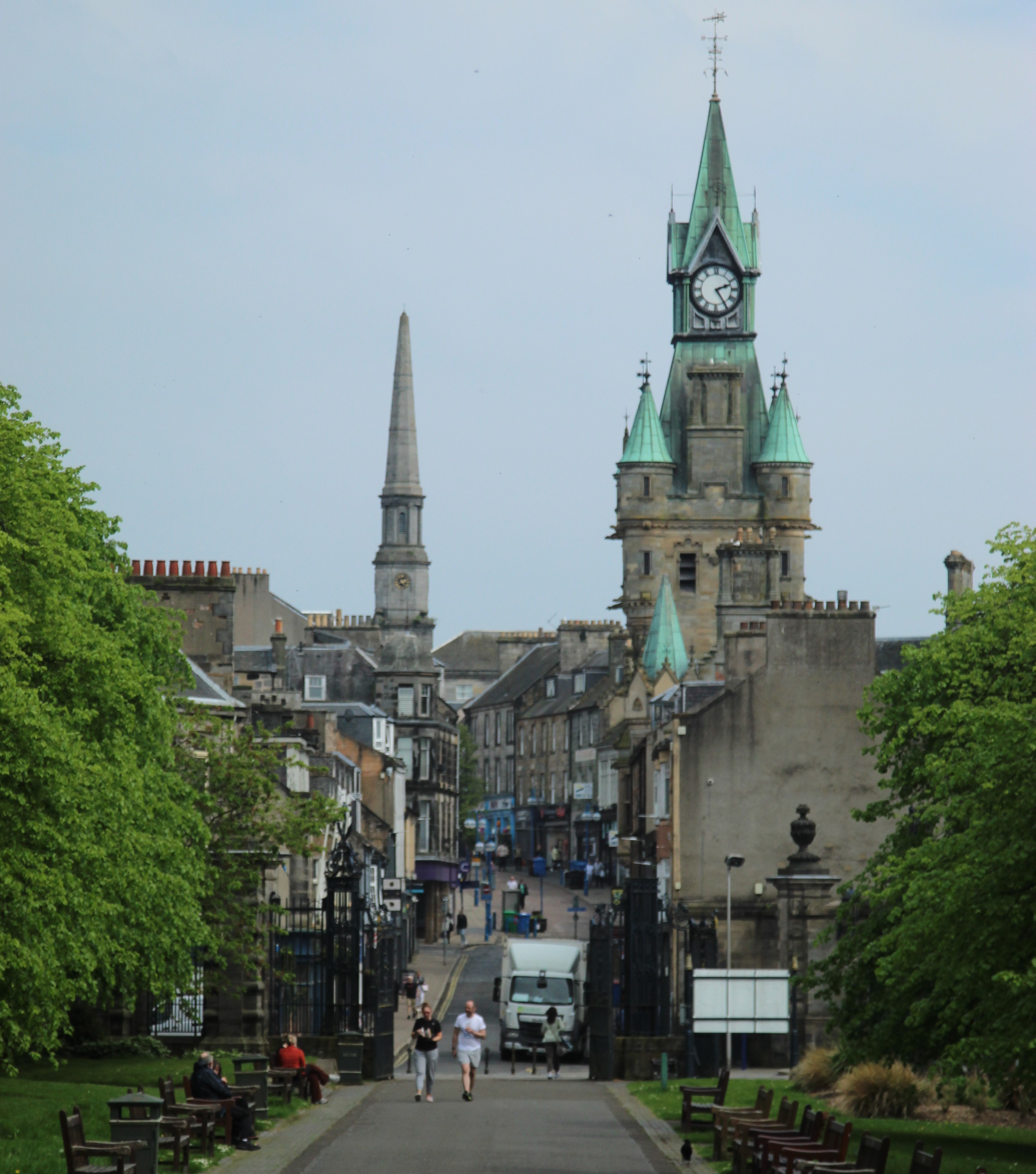 Looking up Dunfermline High Street from the Glen Gates